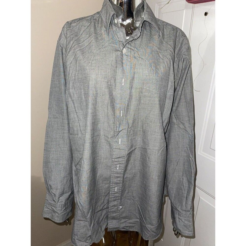 VTG Ralph Lauren Polo Gray Long sleeve Button Down Shirt 16.5 100% Cotton